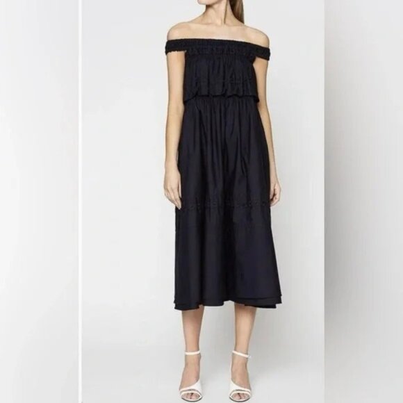 Scanlan Theodore Eyelet Navy Blue Dress Size S/M - Picture 1 of 13